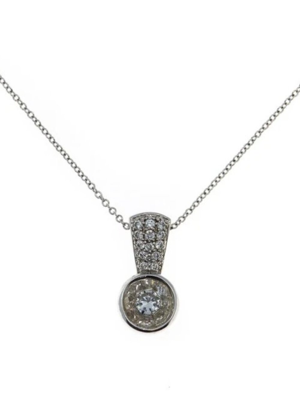 Effy 14K White Gold 585 Diamond 0.53ctw Cluster Pendant 16" Chain Necklace